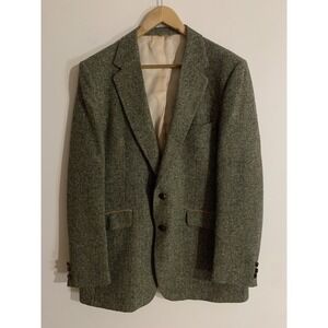 Vintage Donegal Tweed Blazer Mens 46T (L) Green Speckled Check Wool Made Ireland